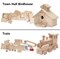 Kraftic Woodworking Building Kit for Kids and Adults, 2 Educational DIY Carpentry Construction Wood Model Kit Toy Projects for Boys and Girls - Build a Wooden Town Hall Birdhouse and Train